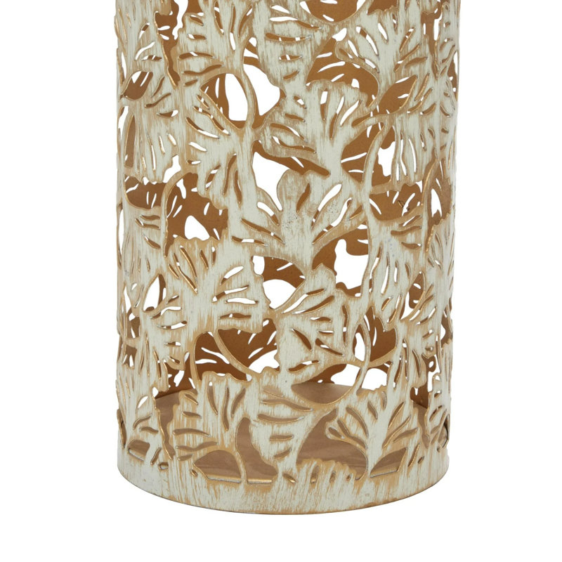 Elegant Gold Metallic Eclectic Leaves Candleholder