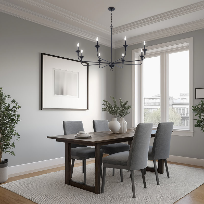 Lustre moderne à 8 lumières Capella, Noir, 8 lumières