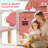 Play Kitchen for Kids with Stoves Faucet Sink Microwave Oven Cooking Accessories Pink-122872360