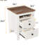 Table de chevet 2 chambres en blanc et brun, peu encombrante et élégante