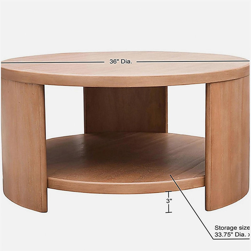 Circular coffee table with stand, Natural, Natural, Wood
