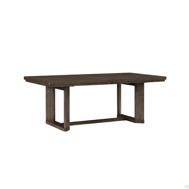 Dark Oak Trestle Dining Table with Leaf