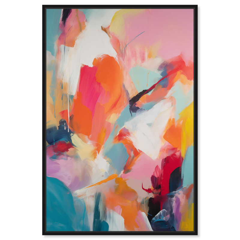 Art mural rétro moderne abstrait Sorbet II par Art Remedy, Cadre noir, H 16 po x l 11 po