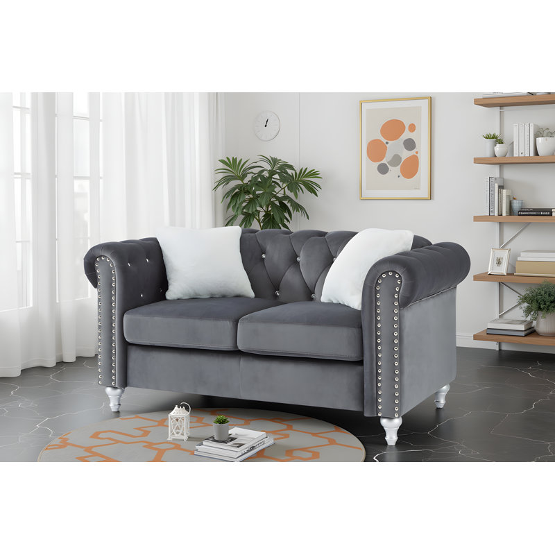Laterrika Velvet Loveseat, Gray