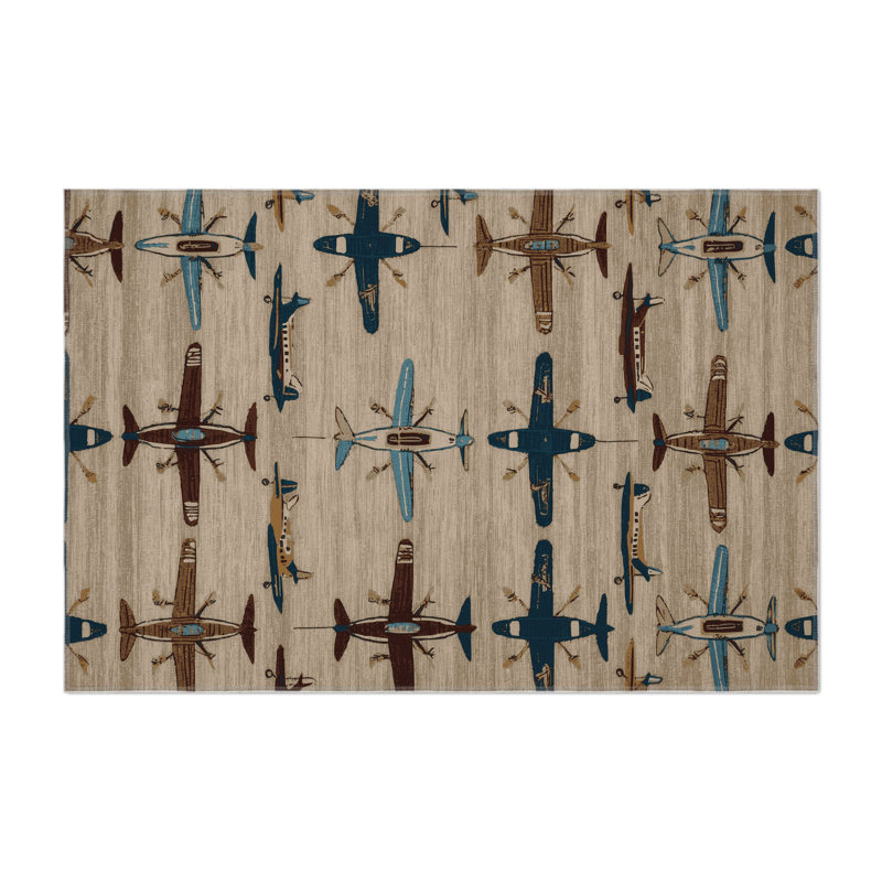 Transportation Gray Indoor and Outdoor Area Rug, Rectangle 2' x 3'