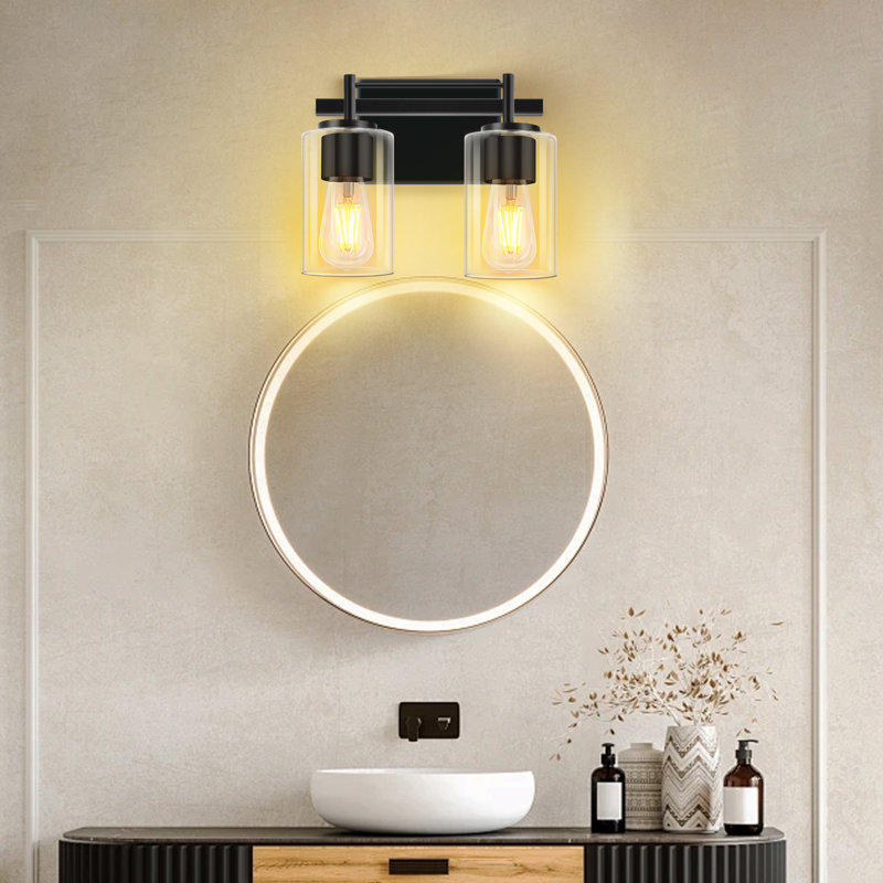Luminaire de meuble-lavabo moderne avec applique murale élégante pour salle de bain (ampoules non incluses), 2, Noir mat