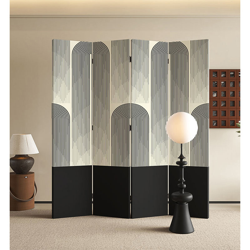 Cloison d'intimité pliable 4 panneaux Mid Century, H 78,74 po x l 15,75 po x P 1,18 po