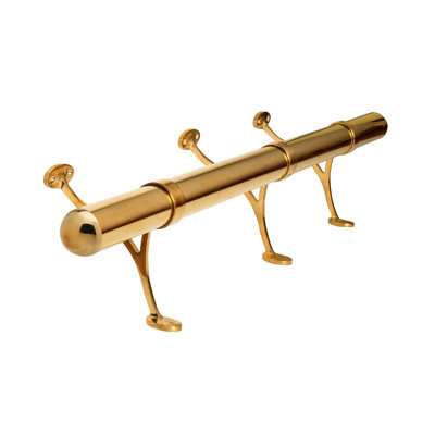 Outwater 8’ Bar Foot Rail Kit – Complete Undercounter Mount Hardware And Tubing, Dome End Cap Brass Finish