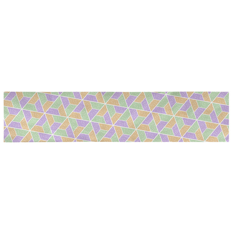 Chemin de table Avicia, 72 po x 16 po, Vert / mauve / orange, Coton