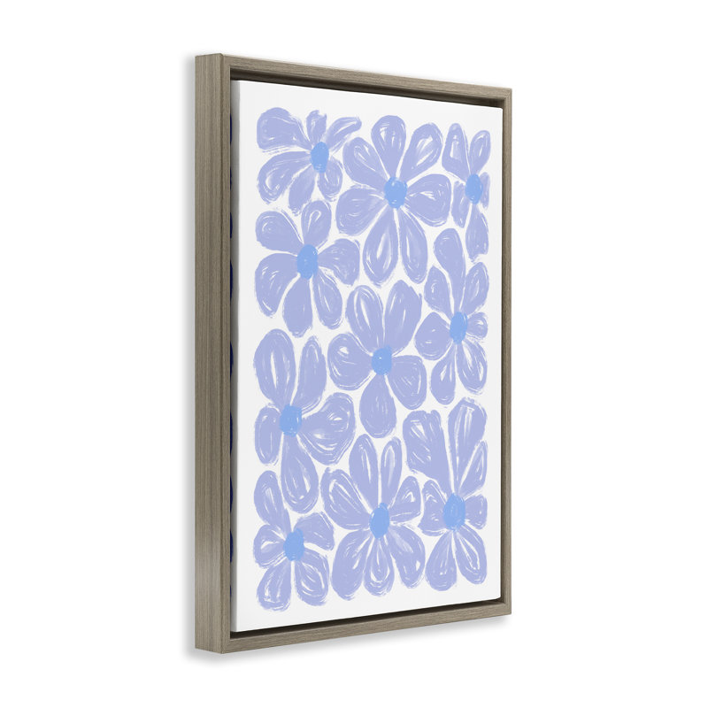 Cadre flottant à motif de fleurs bleues, design par Martina Pavlova, Cadre flottant orme Montalcino, H 25 po x l 17 po