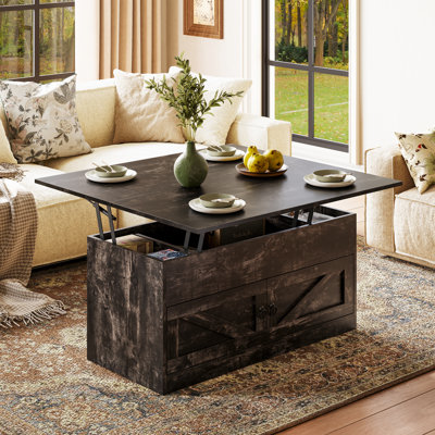Table basse à plateau relevable avec rangement