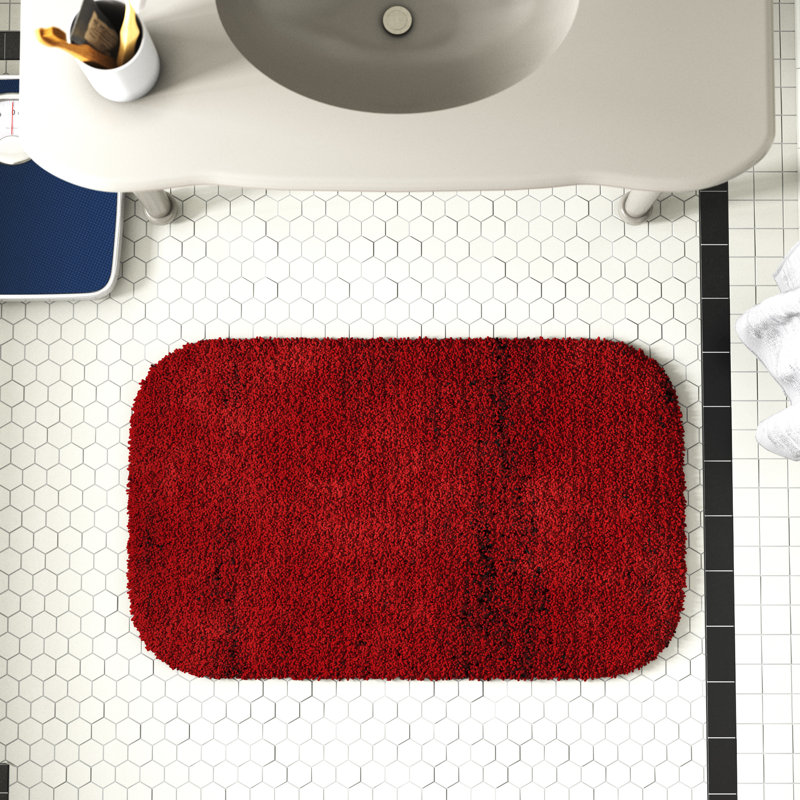 Mccluney Soft Nylon Machine Washable Non- Slip Bath Rug/Mat, 22" W x 60" L, Chili Pepper Red