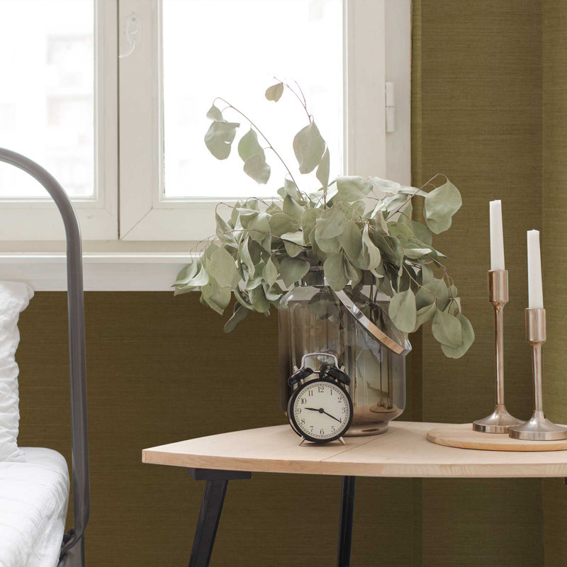 Sisal Monochromatic Authentic Grasscloth Wallpaper, Mossy Green