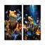 Orange grenouille sur verre - ensemble de 2 reproductions de grenouilles et crapauds-102687060