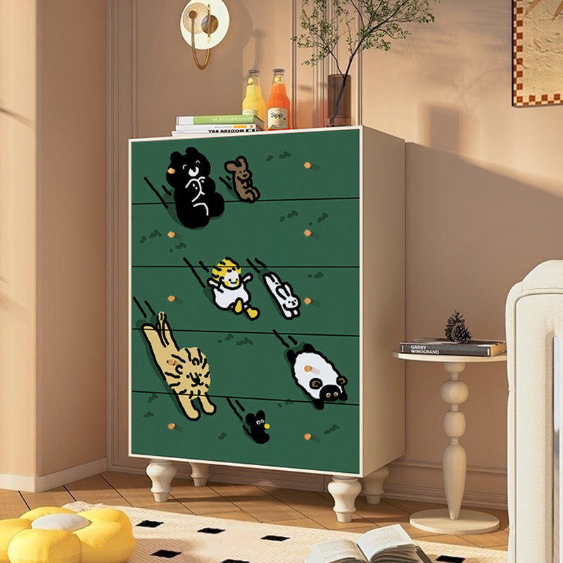 Commode décorative à cinq tiroirs Retro, Blanc Ivoire