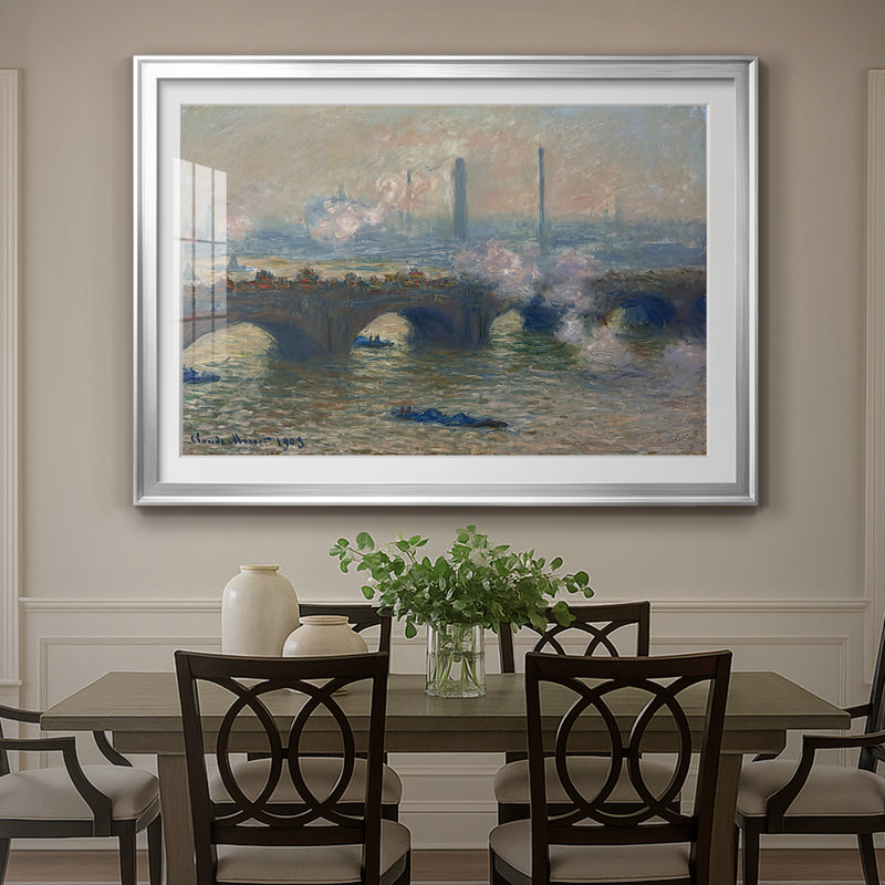 Pont de Waterloo, effet de soleil - Claude Monet - reproduction encadrée avec passe-partout et verre - 1903, 26,5 x 36,5