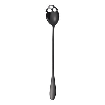 Halloween Stainless Steel Skull Shape Stirring Spoon Bar Milk Tea Juices Ice Cream Coffee Cocktail Hollow Long Handle Ice Spoon