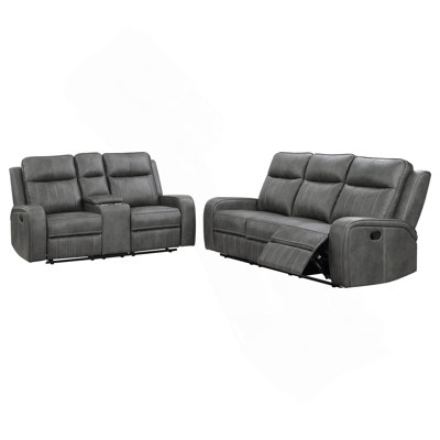 Ensemble de canapé inclinable 2 pièces gris