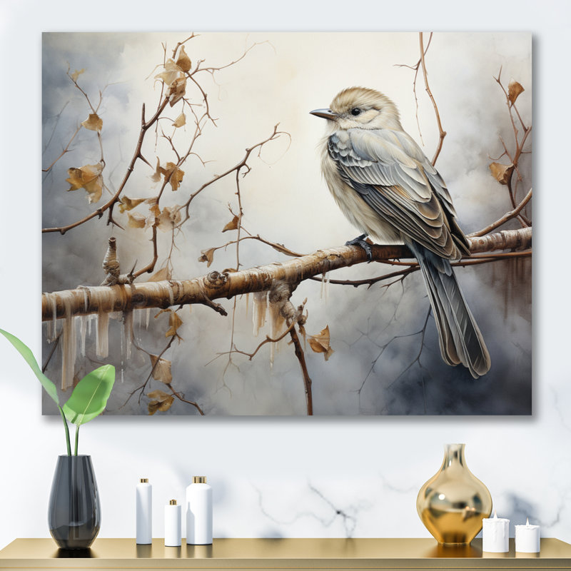 «Bird Silent Watcher IV», reproduction d'art sur toile, Toile tendue, H 16 po x l 32 po x P 1 po