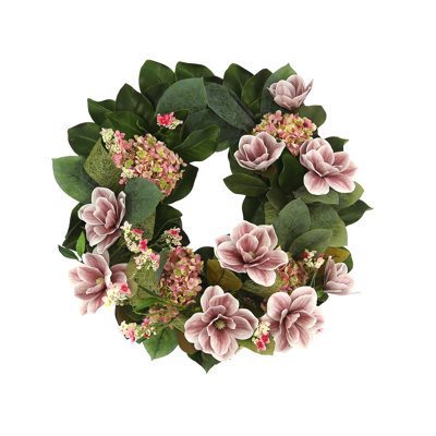 26" Magnolia Wreath With Hydrangea
