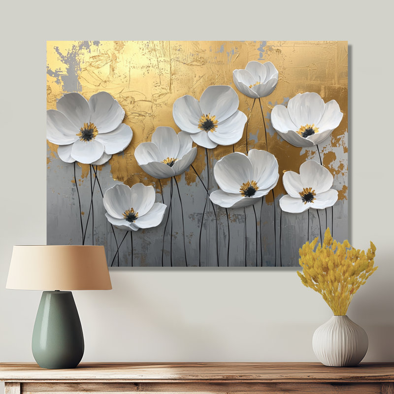 Millis - Floral Large Wall Art, Toile tendue sur cadre, H 16 po x l 32 po, Ne s’applique pas