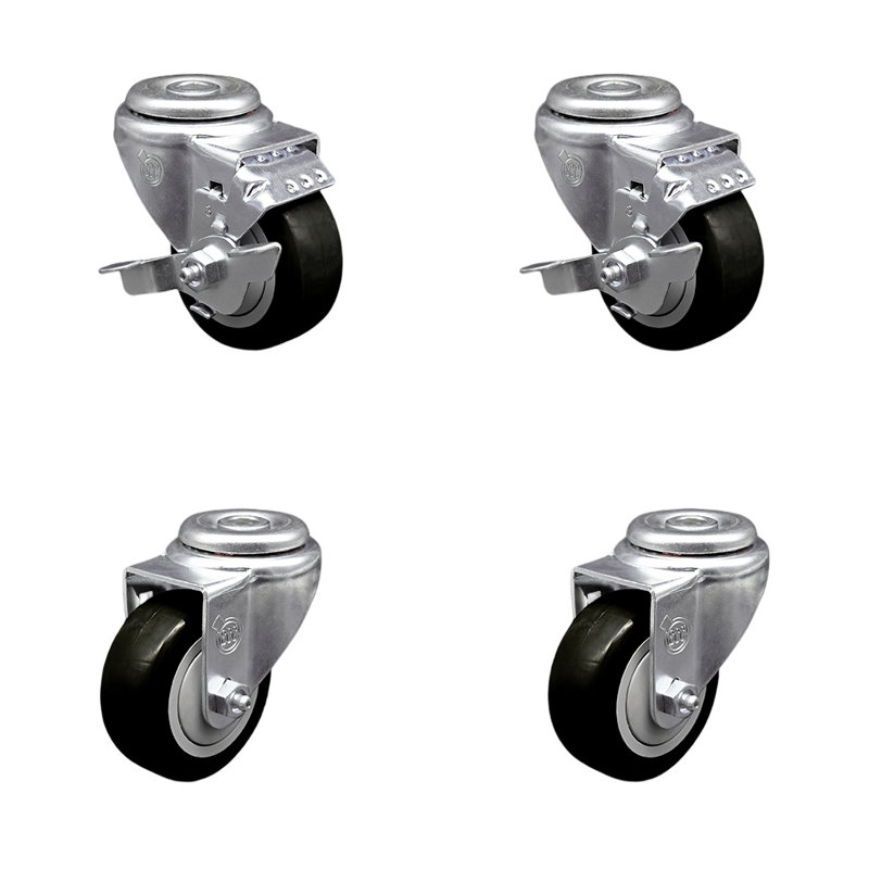 4-Piece Polyurethane Caster Set, Black