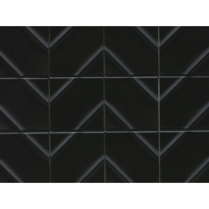 Kumito White 12 in. x 16 in. Matte Ceramic Wall Tile (12.77 sq. ft./Case), Black