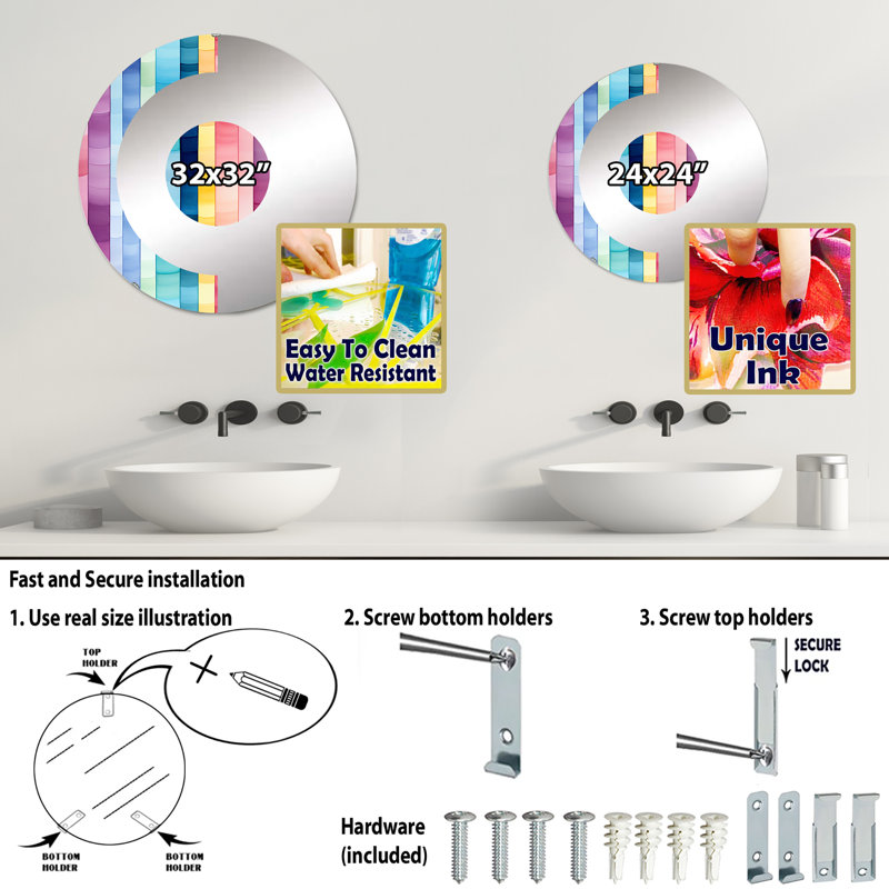 Miroir mural Bick, 23,6 po x 23,6 po