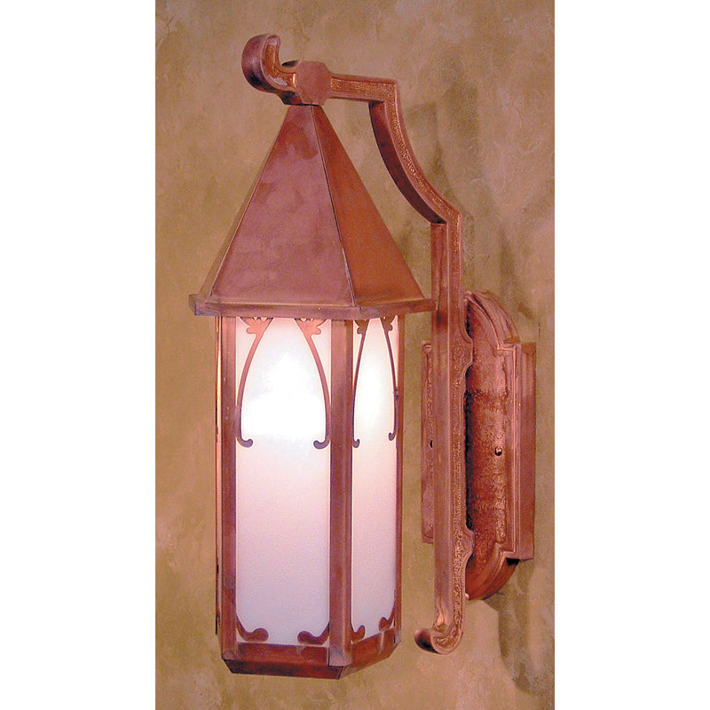 Lanterne murale d'extérieur 1 lumière Sebring, Laiton antique, Mica amande