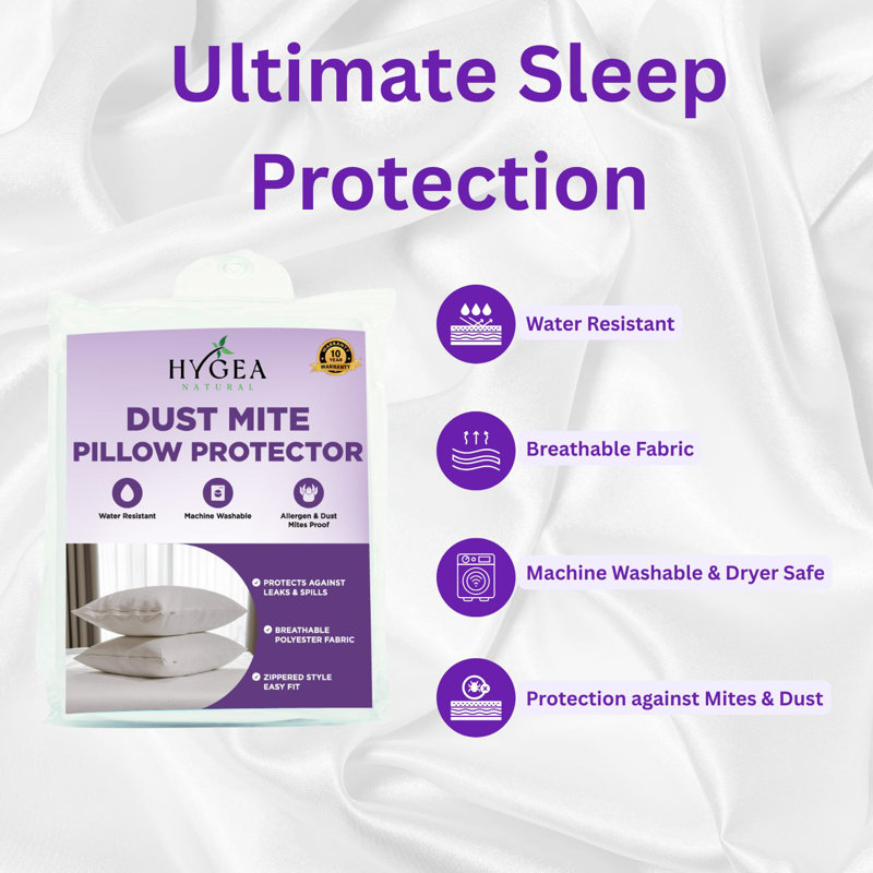 Protège-oreiller anti-acariens et anti-allergènes Hygea Natural, Grand protège-oreiller