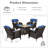 4-Person Outdoor High Back Seating Group With Cushions And Fire Pit,All-Weather Wicker Patio Chair Set-1083931450