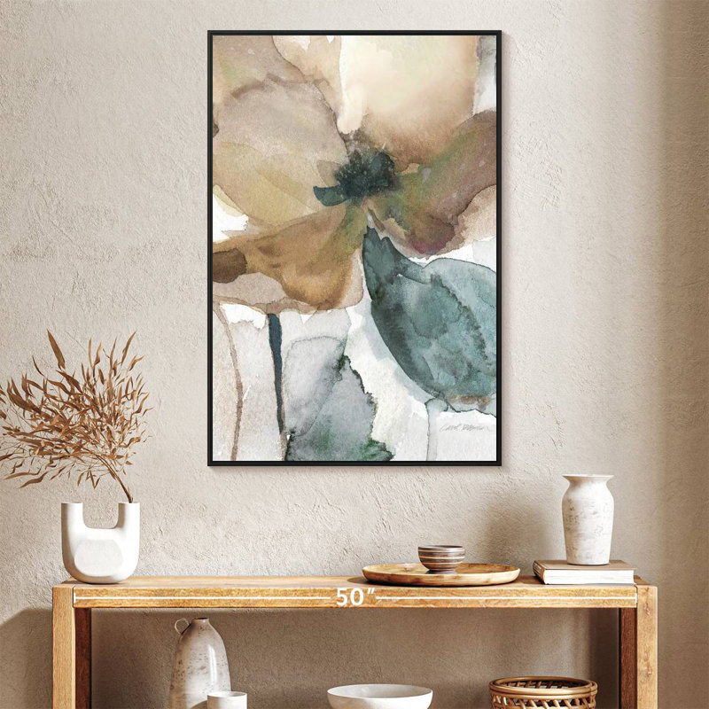 Aquarelle coquelicot I, Cadre flottant noir, 27 po x 40 po