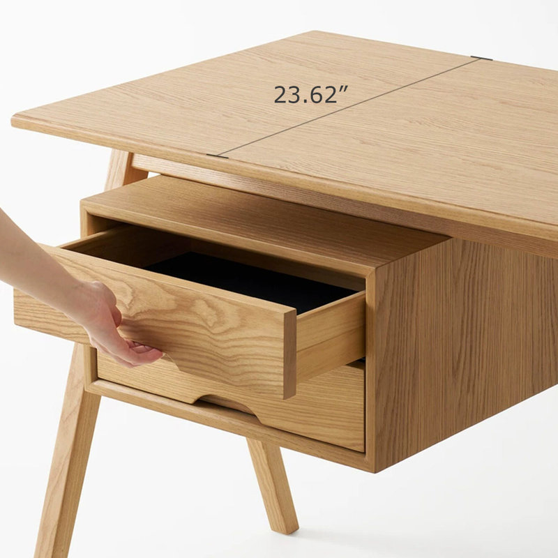 Bureau rectangulaire en bois massif et manufacturé avec 2 tiroirs Burlywood