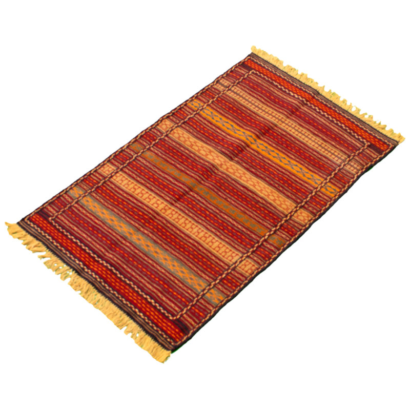 Tapis décoratif en laine de conception unique noué à la main new age kashkoli rouge foncé/jaune 3 pi 2 po x 5 pi