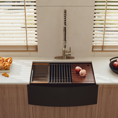 33" L x 22" W Apron Stainless Steel Kitchen Sink with Faucet