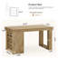 Îlot de cuisine avec tablette de rangement, table de préparation de ferme de 55 po avec grand plateau de table épais et espace pour les jambes, bois naturel