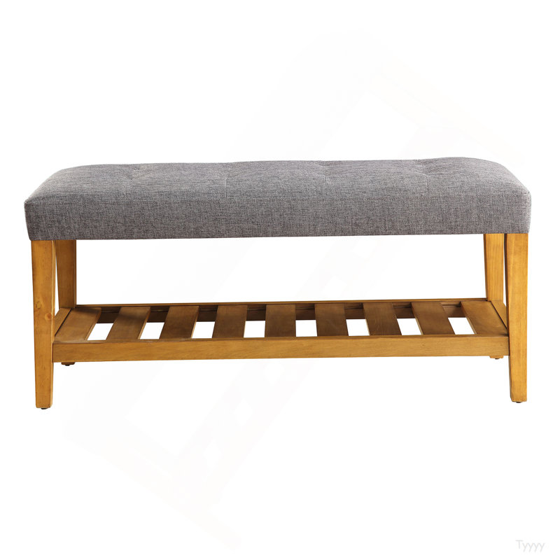 Banc de siège capitonné gris et chêne touffeté, Gris
