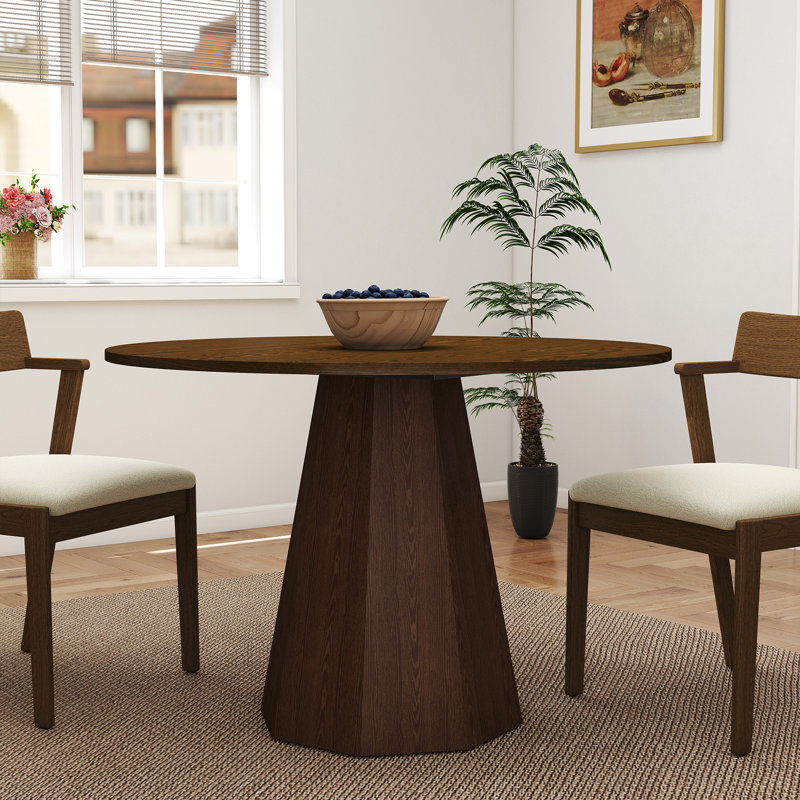 39" Round Pedestal Dining Table, Walnut