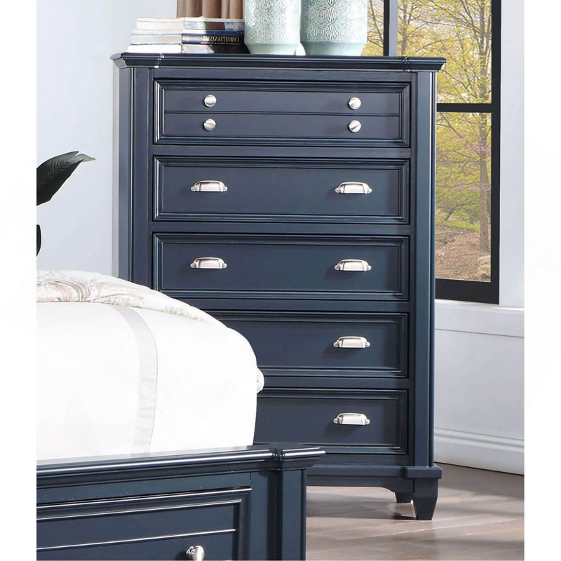 Mobilier de chambre à coucher de style transitionnel avec finition bleu ardoise 1pc