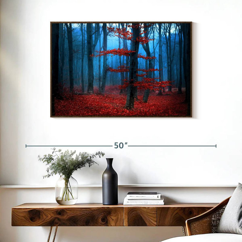 Forest During Autumn, 37" X 25", Floating Frame Walnut