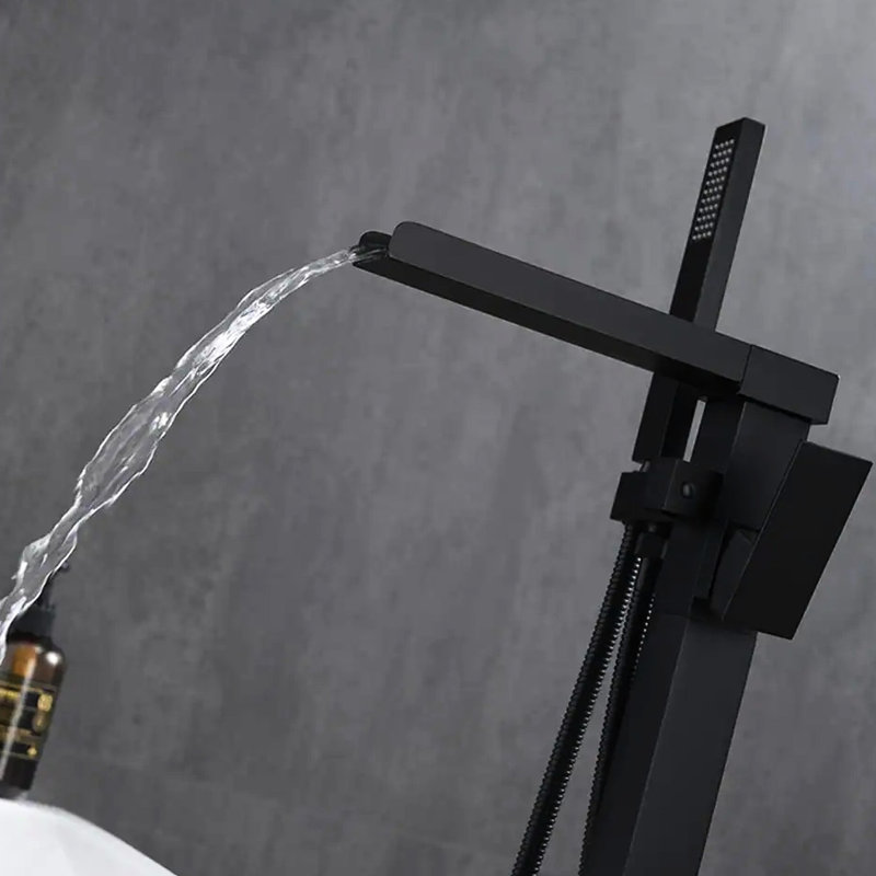 Matte Black Wall Mounted Bathtub Faucet - Handheld Shower, Corrosion Resistance, Valve Included Rust ,