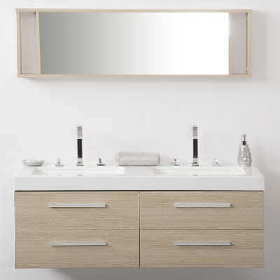 1400mm Wall Mounted Double Sink Vanity Unit