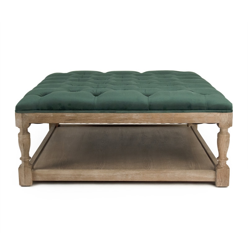 Square Ottoman, Green, Brown