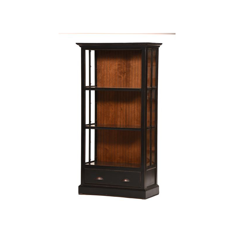 Southville Storage Bookcase, Caribbean Rum, Antique Black