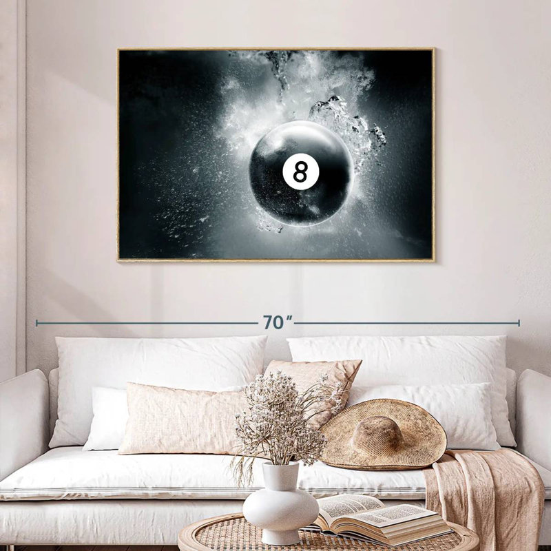Goutte d'eau à huit boules, Cadre flottant en bois naturel, 46 po x 31 po