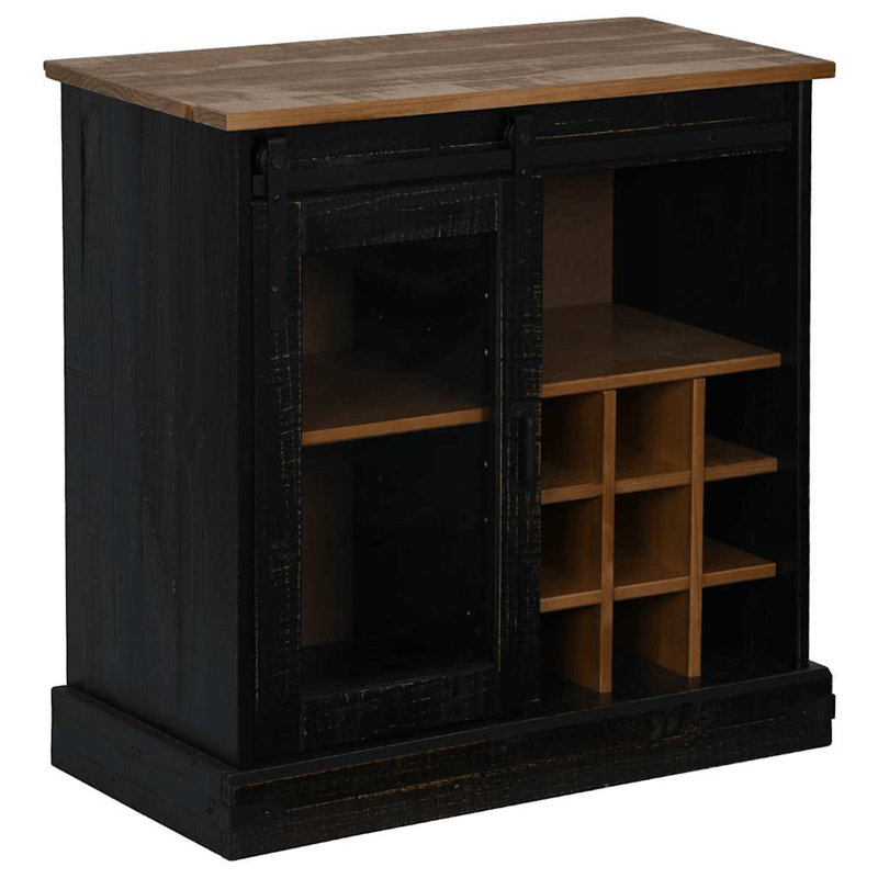Sideboard HALDEN With Sliding Door 80X40x80 Cm Solid Wood, Black