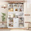  72"H Wood Storage Bookcase With File Drawers, Base Cabinet With Drawers, White-501750569