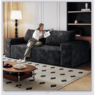 71-Inch Corduroy Fabric Sofa With Deep Seating, No Assembly Required, For Living Room And Bedroom Comfort