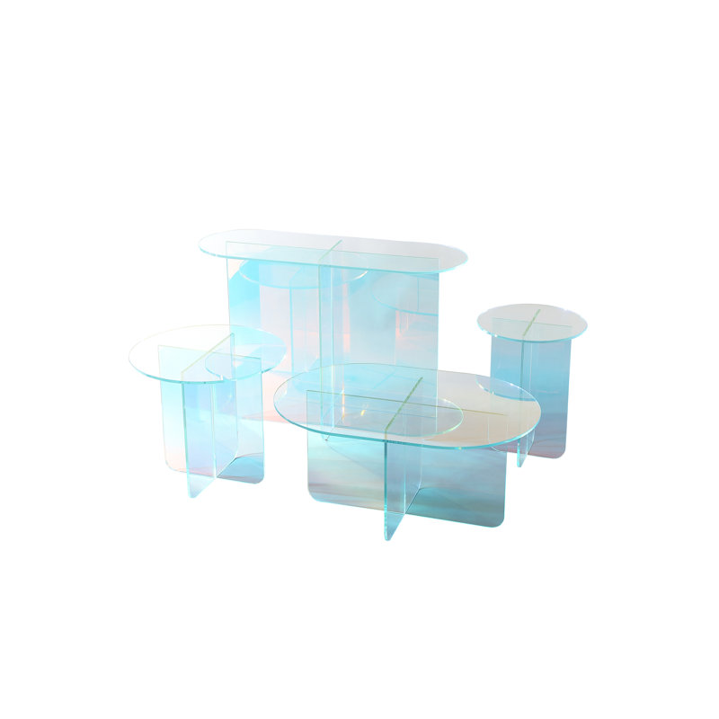 Vinci Console Table In Iridescent Glass