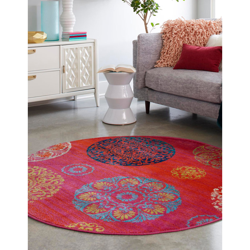 Akridge Floral Indoor Rug, Round 3'